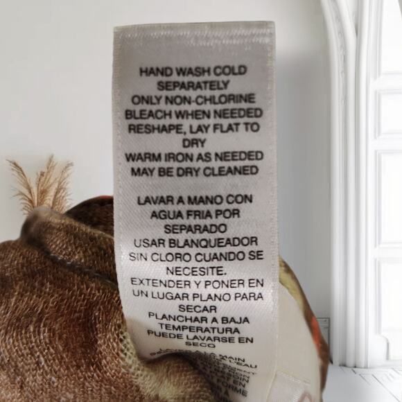 Chicos Gauzy Linen Poncho Size L/XL Orange Brown Floral Print Boho - Picture 10 of 10